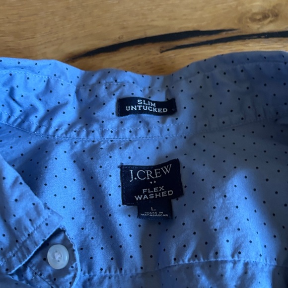 J. Crew Other - J. Crew Light Blue Shirt with Navy Micro Dots